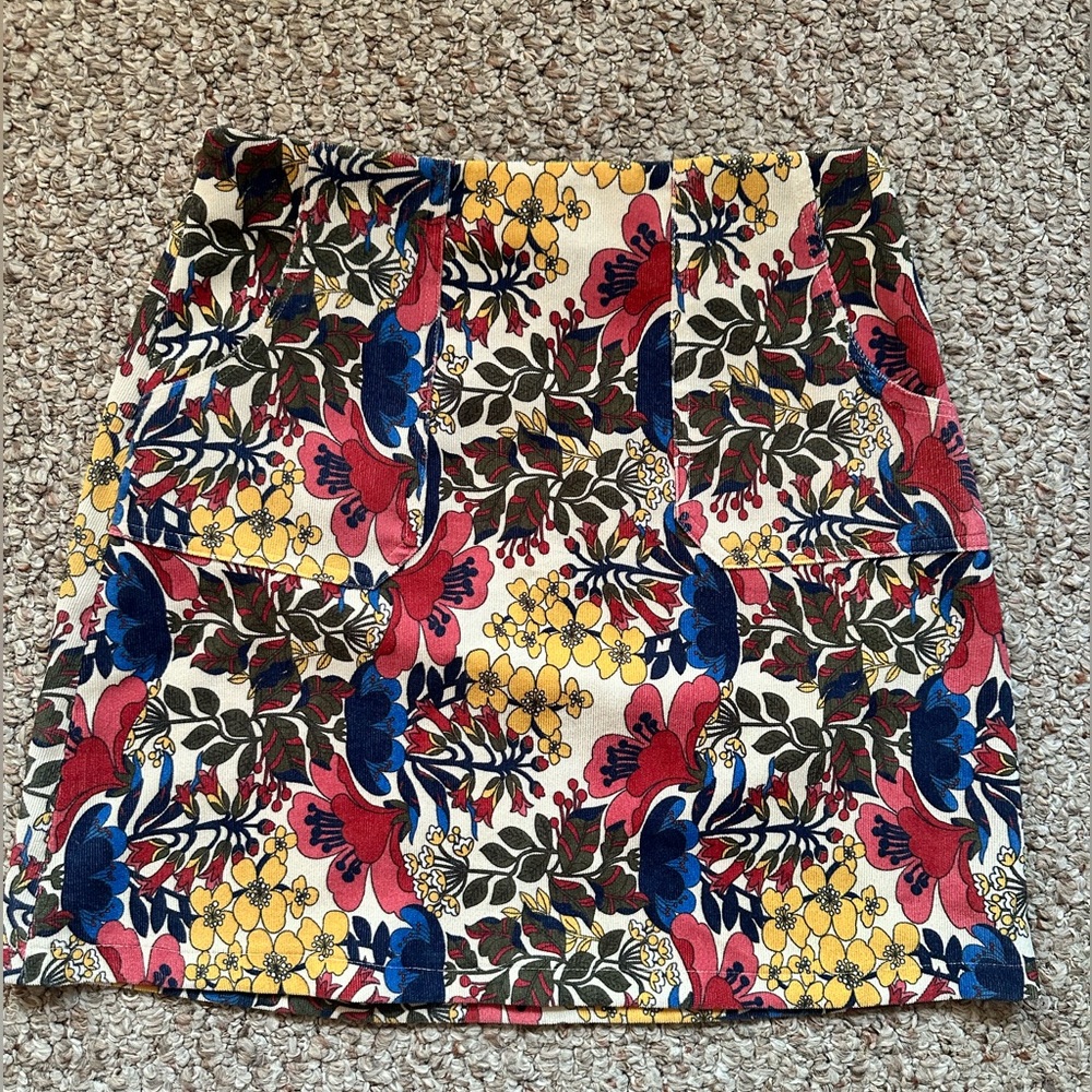 Oeuvre Corduroy Floral Skirt *with pockets